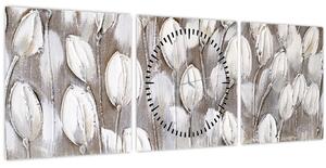 Kép - Strukturált tulipánok (órával) (90x30 cm)