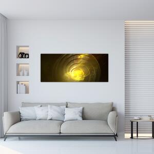 Sárga absztrakt spirál képe (120x50 cm)