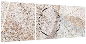 Kép - Bézs levelek (órával) (90x30 cm)