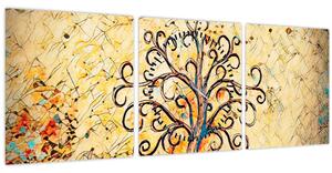 Kép - Mozaik életfa (órával) (90x30 cm)