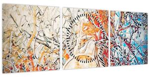 Kép - Mozaik absztrakció (órával) (90x30 cm)