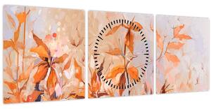 Kép - Festett virágok (órával) (90x30 cm)