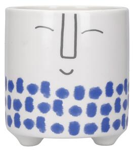 Happy Face fehér-kék kerámia virágcserép - Kitchen Craft