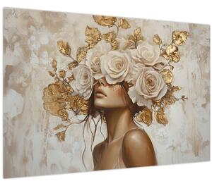 Kép - Lány rózsákkal (90x60 cm)