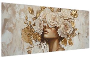 Kép - Lány rózsákkal (120x50 cm)