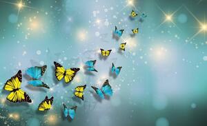 Fotótapéta - Sárga és kék pillangók (152,5x104 cm)