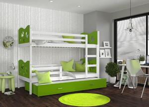 Max3 Színes MDF háromszemélyes emeletes gyerekágy190x80cm