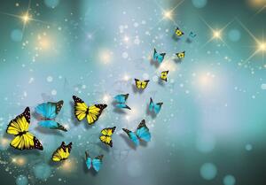 Fotótapéta - Sárga és kék pillangók (152,5x104 cm)