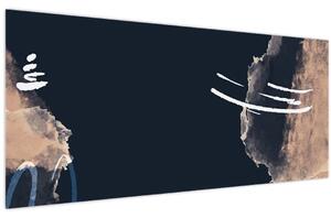 Kép - Sötétkék absztrakció (120x50 cm)