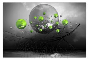 Zöld absztrakt gömbök képe (90x60 cm)