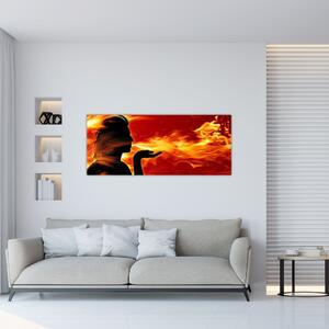 Egy nő képe lángokkal (120x50 cm)