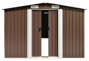 VidaXL barna fém kerti fészer 257 x 580 x 181 cm
