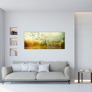 A festett táj képe lakóhelyel (120x50 cm)