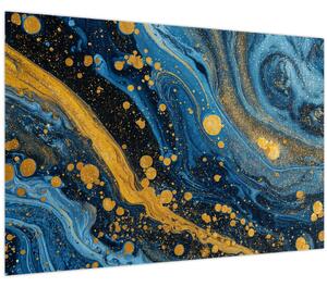 Kép - Kék absztrakció arannyal (90x60 cm)
