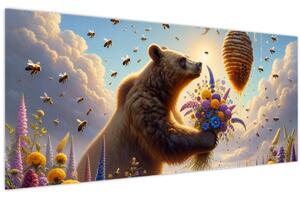 Kép - Medve és méhek (120x50 cm)