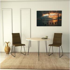Asir Étkezőasztal SANDALF 75x90 cm bézs/fekete AS1233