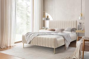 Livani kárpitozott ágy 160x200 cm szenil bézs Perfect Harmony 07 / arany lábak