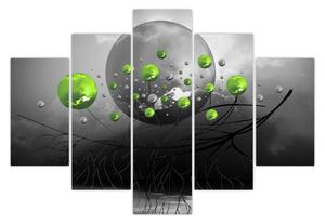 Zöld absztrakt gömbök képe (150x105 cm)