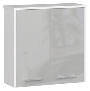 FIN W60 2D fürdőszoba szekrény, 60x60x22,5, fehér/szürke fényes
