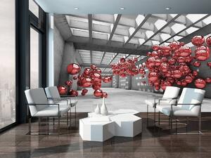 Fotótapéta - Piros modernizmus 3D szoba (152,5x104 cm)