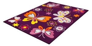 SH Bambino 2102 lila színű pillangómintás gyerekszőnyeg 160x230 cm