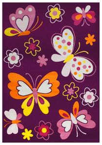 SH Bambino 2102 lila színű pillangómintás gyerekszőnyeg 160x230 cm