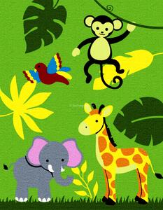Trendy Kids Zöld dzsungel állatai D231A gyerekszőnyeg 280x360 cm