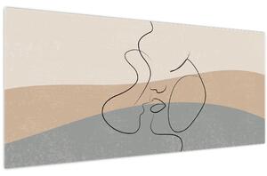 Kép - Line art csók (120x50 cm)