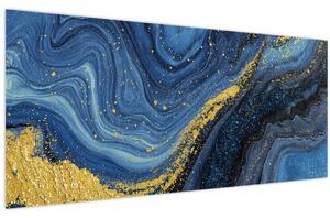 Kép - Kék-arany absztrakció (120x50 cm)