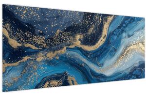 Kép - Kék-arany absztrakt márvány (120x50 cm)