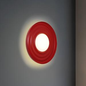 Lindby LED-es fali lámpa Waves, fém, piros, kerek