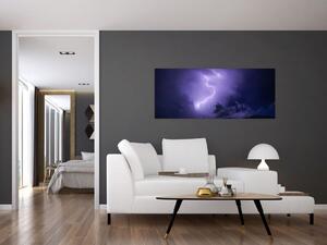 Kép - lila égbolt és villám (120x50 cm)