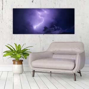 Kép - lila égbolt és villám (120x50 cm)