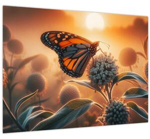Kép – Pillangó a lenyugvó napban (70x50 cm)