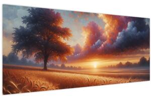 Kép – Naplemente a mezőn (120x50 cm)
