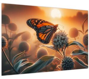 Kép – Pillangó a lenyugvó napban (90x60 cm)