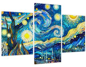 Kép – Csillagos éjszaka mozaikja (90x60 cm)