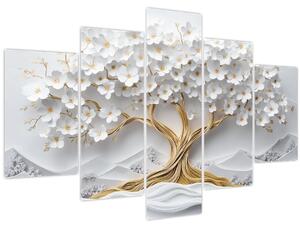 Kép – 3D elegáns életfa virágokkal (150x105 cm)