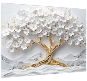 Kép – 3D elegáns életfa virágokkal (70x50 cm)