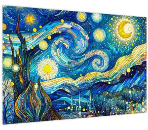 Kép – Csillagos éjszaka mozaikja (90x60 cm)