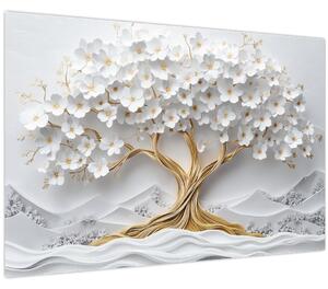 Kép – 3D elegáns életfa virágokkal (90x60 cm)