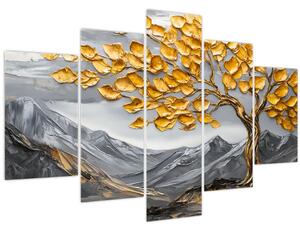 Kép – Fa arany levelekkel (150x105 cm)