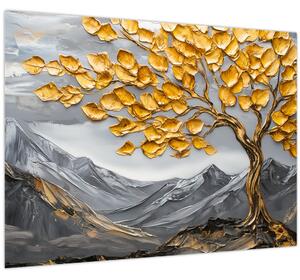 Kép – Fa arany levelekkel (70x50 cm)
