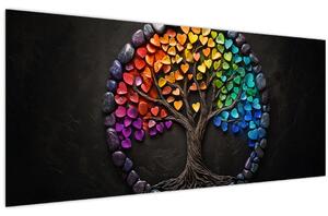 Kép – Fa színes szívekkel (120x50 cm)