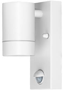 Oldalfali spot lámpatest mozgásérzékelővel, kültéri, fehér 100-240VAC,50Hz,1xGU10,max35W,10s-4min,max 8m,3-2000lx,IP44