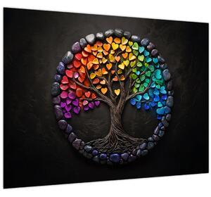 Kép – Fa színes szívekkel (70x50 cm)