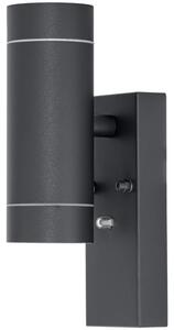 Oldalfali spot lámpatest alkonykapcsolóval, kültéri,antracit 100-240VAC, 50Hz, 2xGU10, max.35W, 30lux, IP44