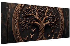 Kép – Fából készült életfa (120x50 cm)