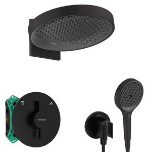 Hansgrohe - Zuhanyszett rejtett keverővel, testtel, 36 cm átmérővel, 3 fúvókával, fekete színű szőnyeggel SANI21HHH408
