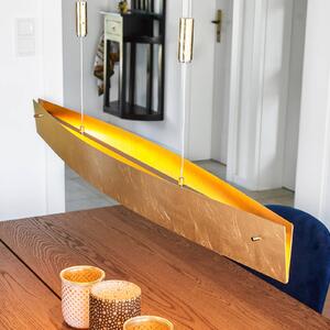 Quitani LED-es függőlámpa Malu, arany, hossza 100 cm, dimmelhető, Sárgaréz / arany, Nappali / Étkező, Alumínium, Modern